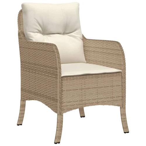 vidaXL VidaXL 5 Piece Garden Dining Set 160x80x74 cm Weather Resistant Beige Poly Rattan with Cushions for Outdoor Patio Use - Garden Set