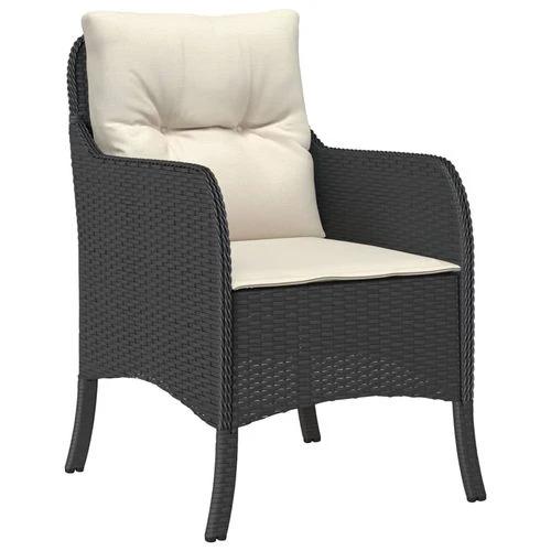vidaXL vidaXL 5 Piece Garden Dining Set 160x80x74 cm Weather-Resistant Black Poly Rattan with Cushions for Outdoor Patio and Backyard - Garden Set