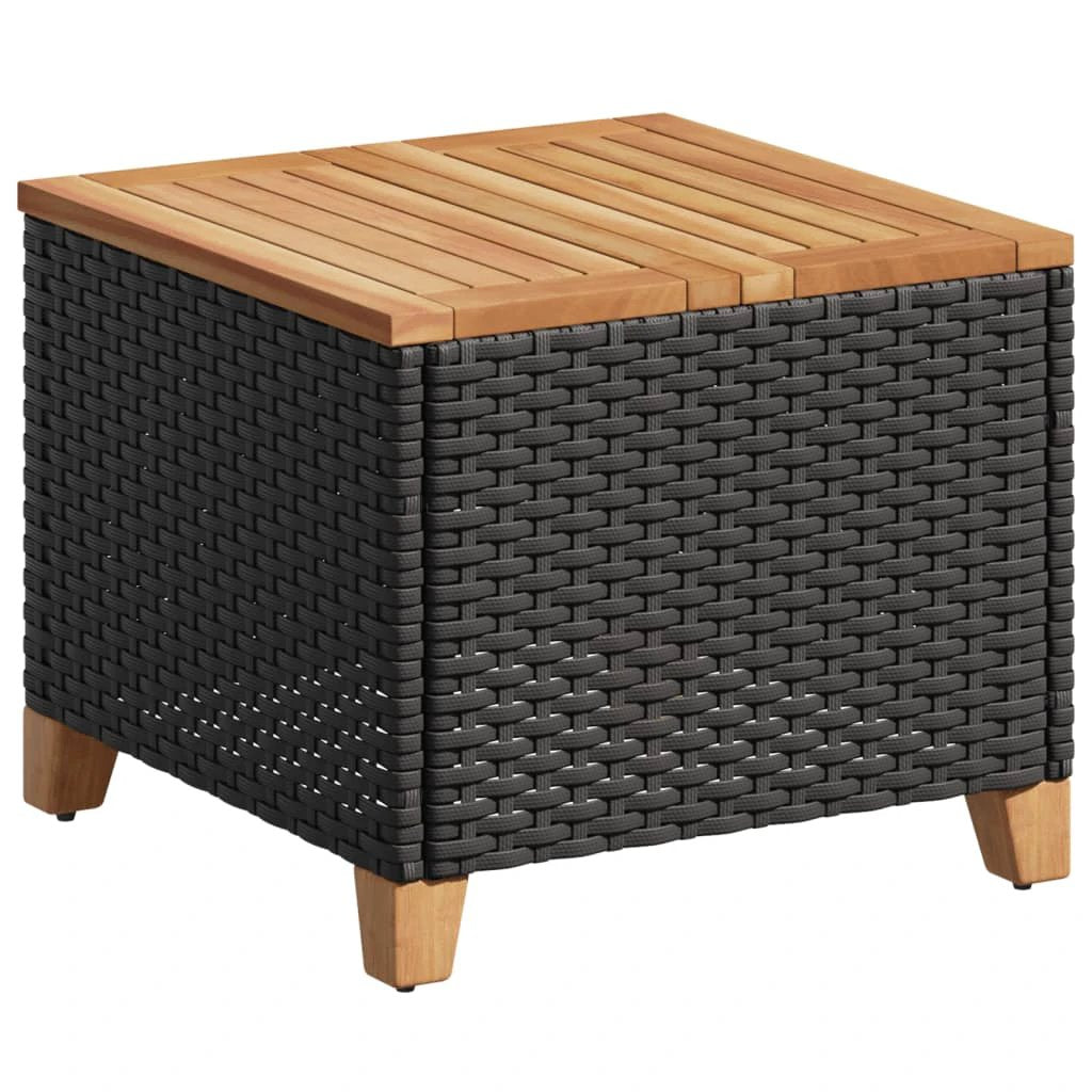 vidaXL vidaXL Garden Table Black 45x45x37 cm Poly Rattan Acacia Wood - Garden Table