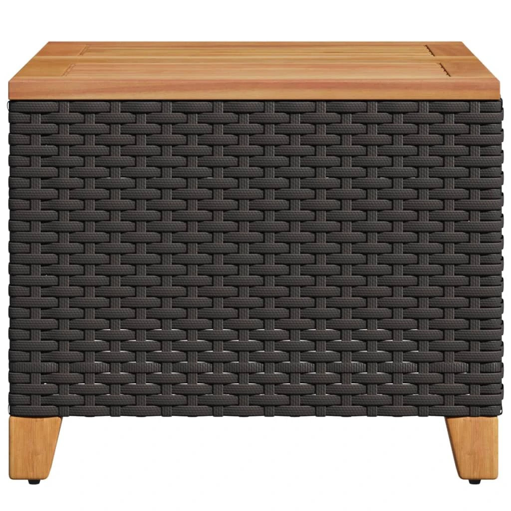vidaXL vidaXL Garden Table Black 45x45x37 cm Poly Rattan Acacia Wood - Garden Table