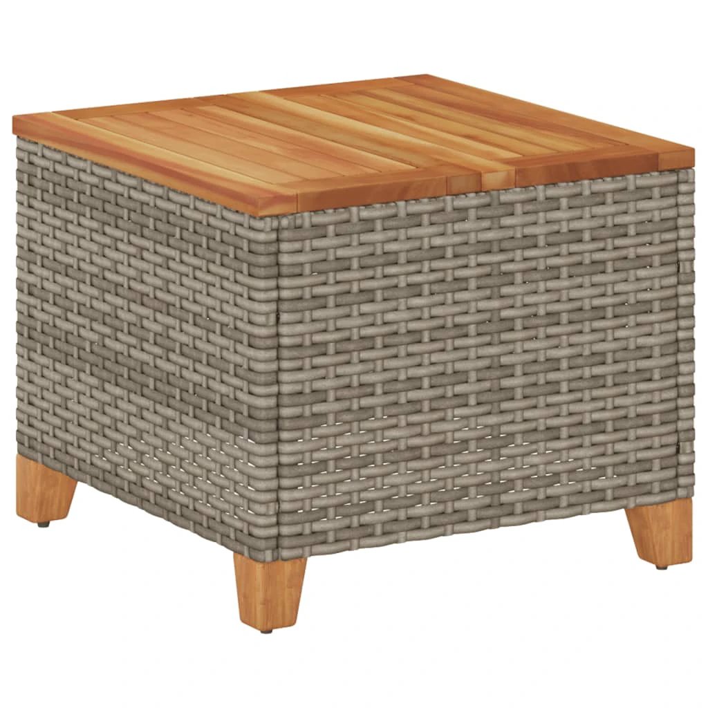 vidaXL vidaXL Garden Table Black 45x45x37 cm Poly Rattan Acacia Wood - Garden Table