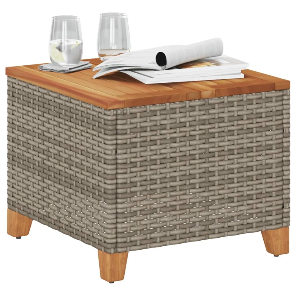 vidaXL vidaXL Garden Table Black 45x45x37 cm Poly Rattan Acacia Wood - Garden Table