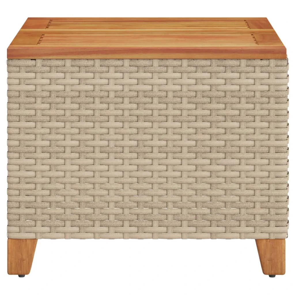 vidaXL vidaXL Garden Table Black 45x45x37 cm Poly Rattan Acacia Wood - Garden Table