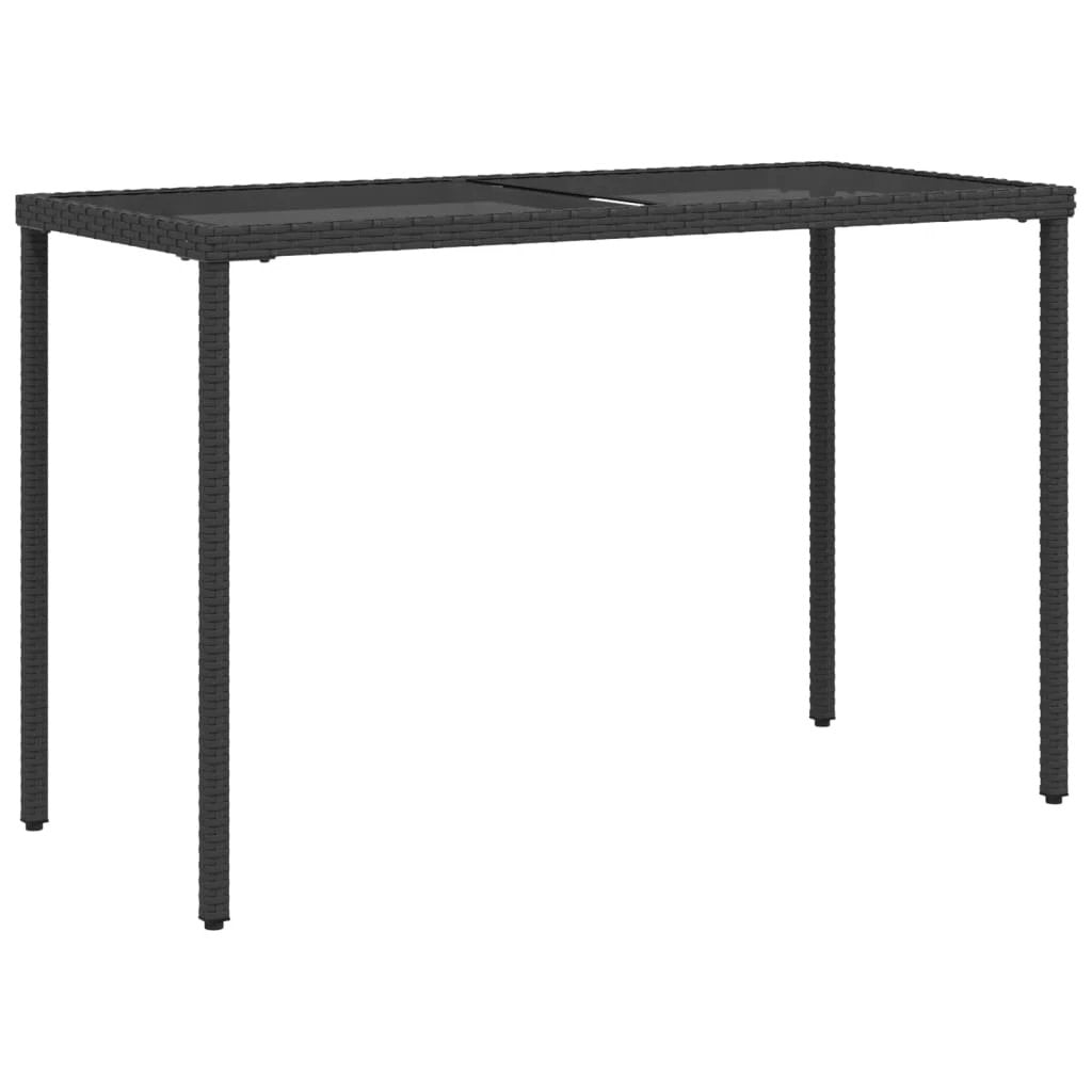 vidaXL Garden Table with Glass Top Black 115x54x74 cm Poly Rattan by vidaXL