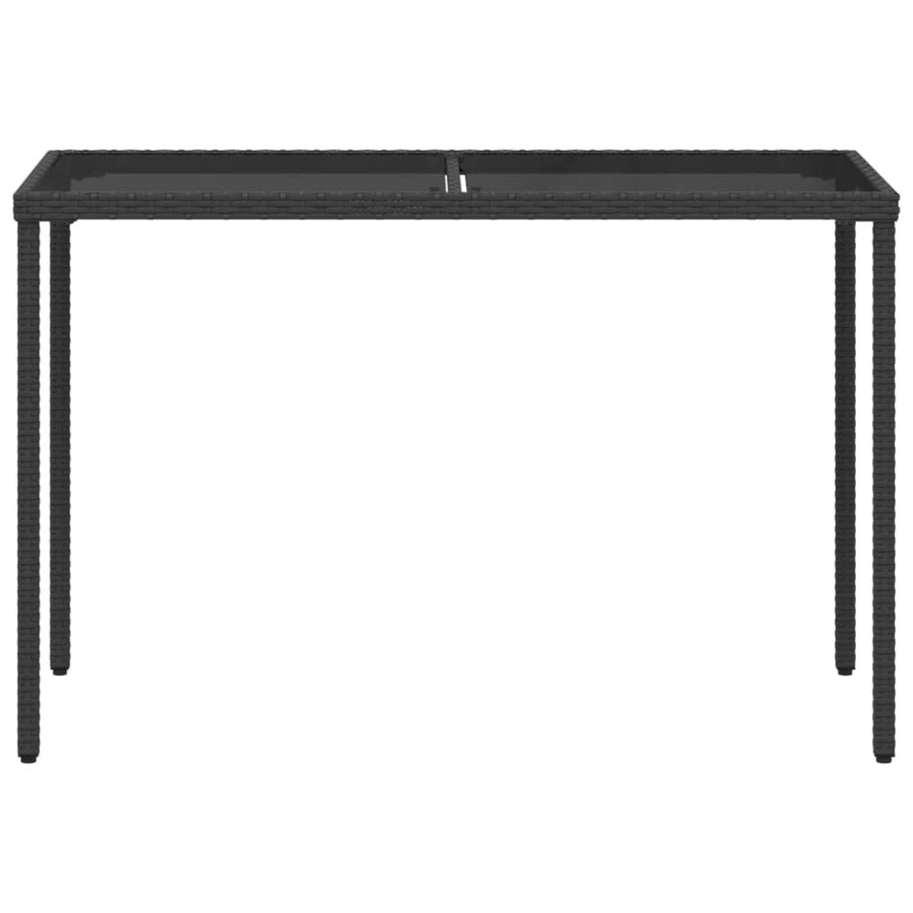vidaXL Garden Table with Glass Top Black 115x54x74 cm Poly Rattan by vidaXL