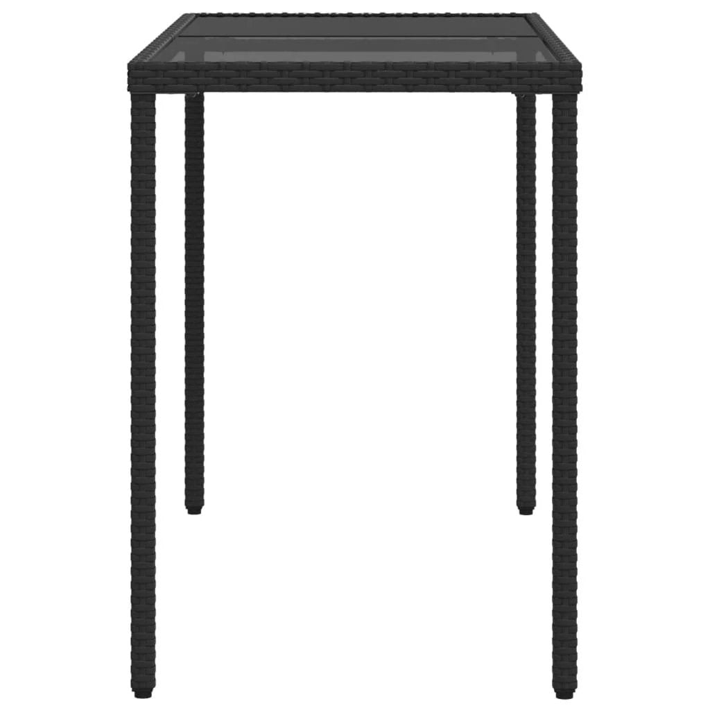 vidaXL Garden Table with Glass Top Black 115x54x74 cm Poly Rattan by vidaXL