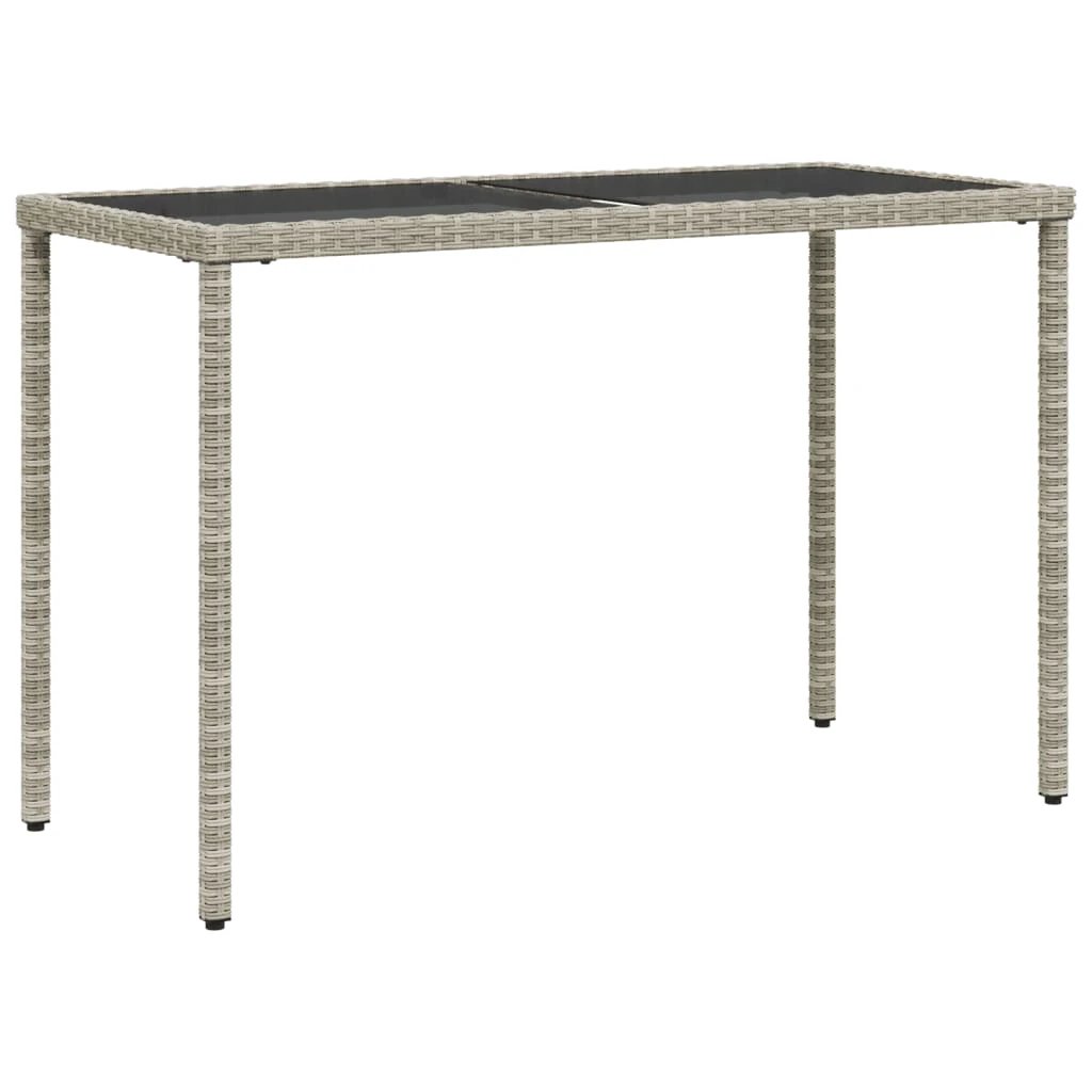 vidaXL Garden Table with Glass Top Black 115x54x74 cm Poly Rattan by vidaXL