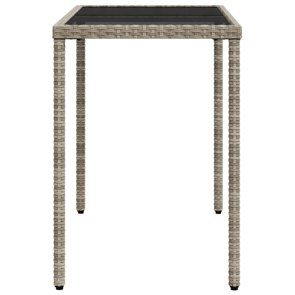 vidaXL Garden Table with Glass Top Black 115x54x74 cm Poly Rattan by vidaXL