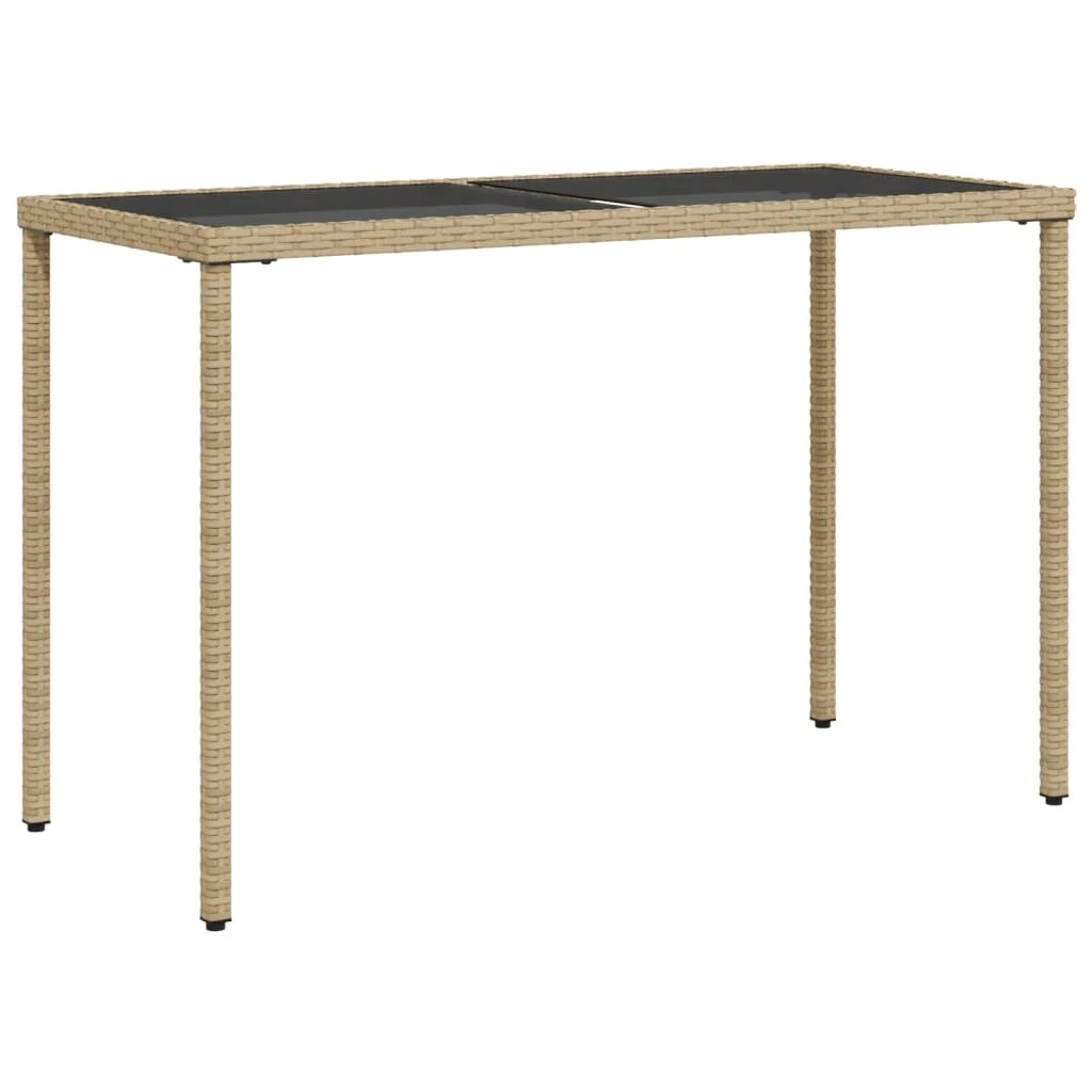 vidaXL Garden Table with Glass Top Black 115x54x74 cm Poly Rattan by vidaXL