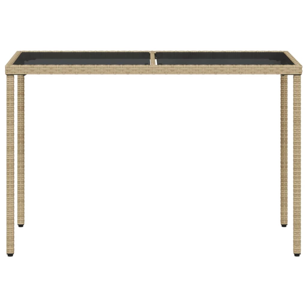 vidaXL Garden Table with Glass Top Black 115x54x74 cm Poly Rattan by vidaXL