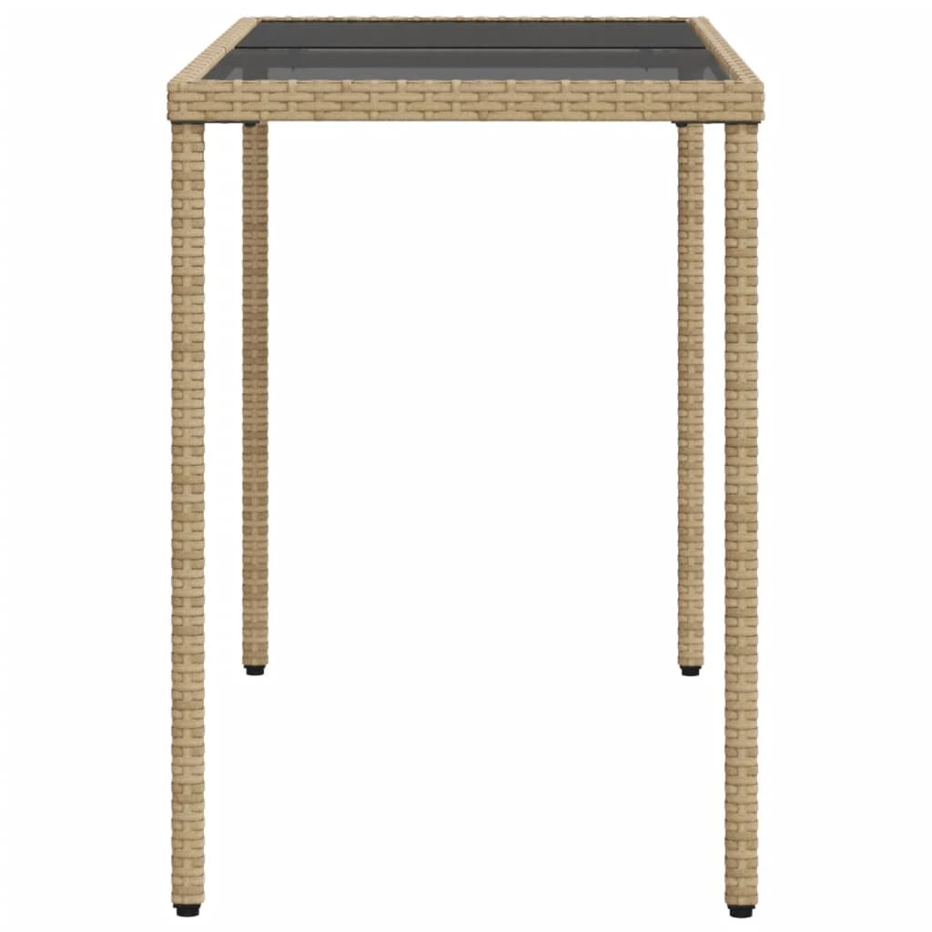 vidaXL Garden Table with Glass Top Black 115x54x74 cm Poly Rattan by vidaXL