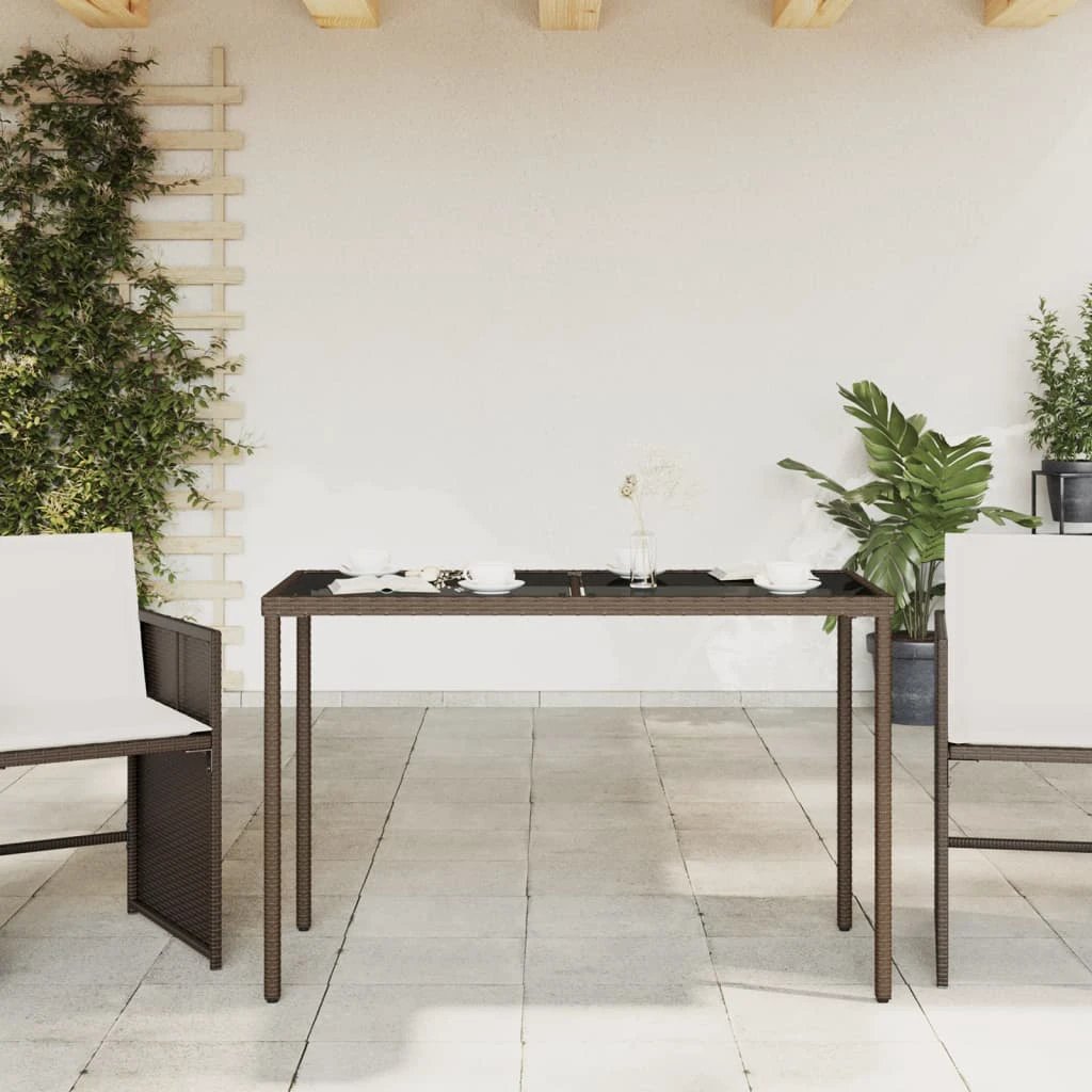vidaXL vidaXL Garden Table with Glass Top Black 115x54x74 cm Poly Rattan - Garden Table