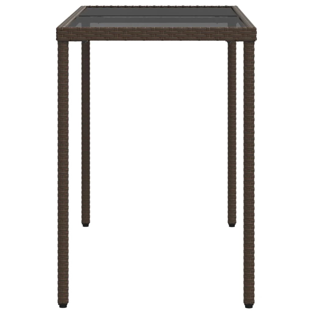 vidaXL vidaXL Garden Table with Glass Top Black 115x54x74 cm Poly Rattan - Garden Table