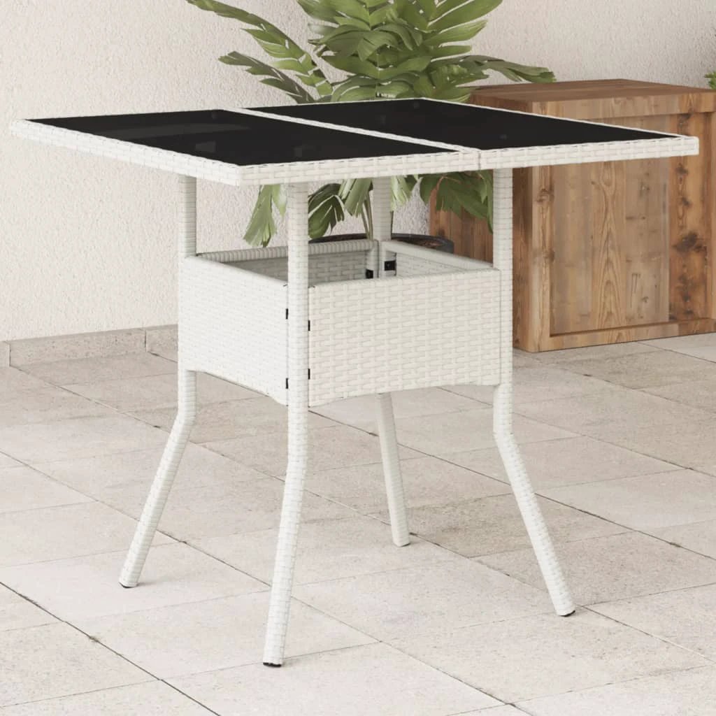 vidaXL vidaXL Garden Table with Acacia Wood Top Black 80x80x75 cm Poly Rattan - Garden Table