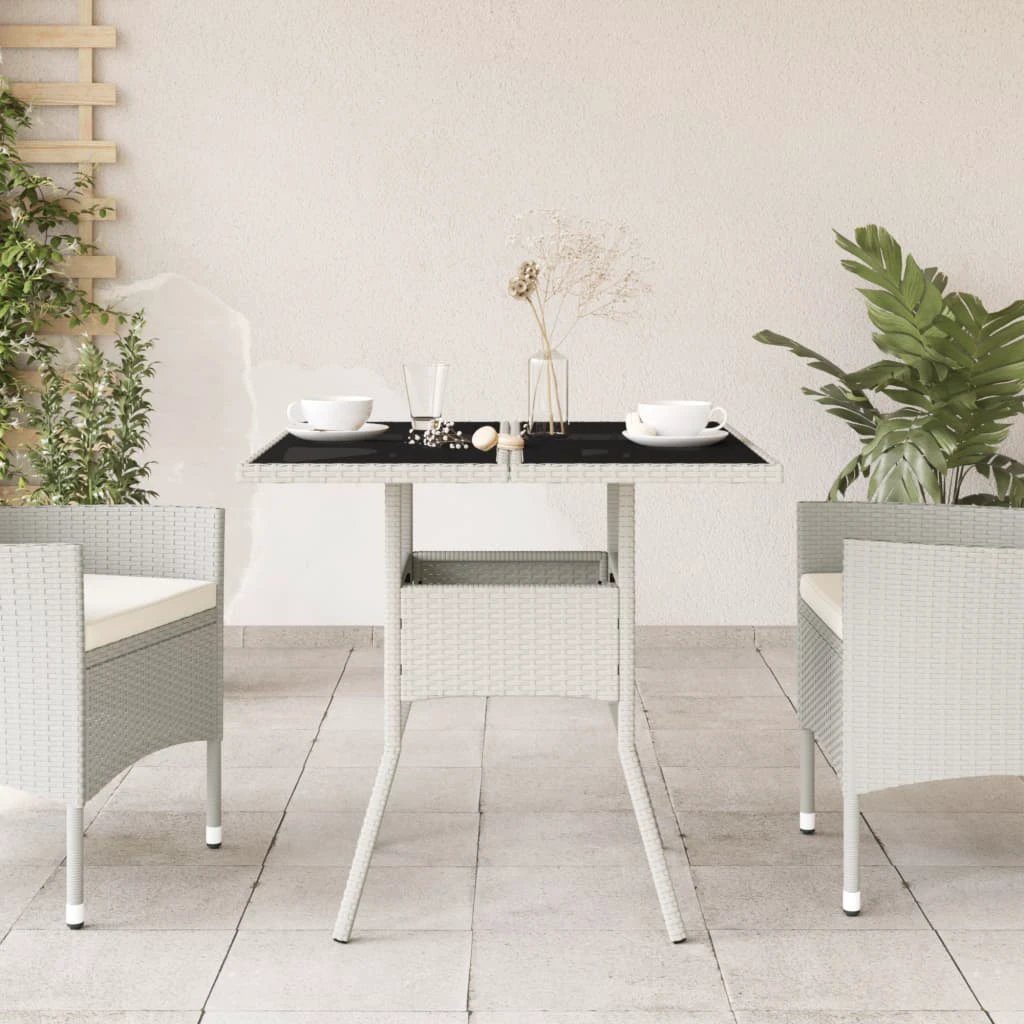 vidaXL vidaXL Garden Table with Acacia Wood Top Black 80x80x75 cm Poly Rattan - Garden Table