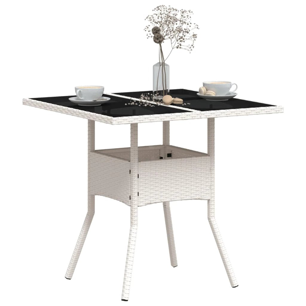 vidaXL vidaXL Garden Table with Acacia Wood Top Black 80x80x75 cm Poly Rattan - Garden Table