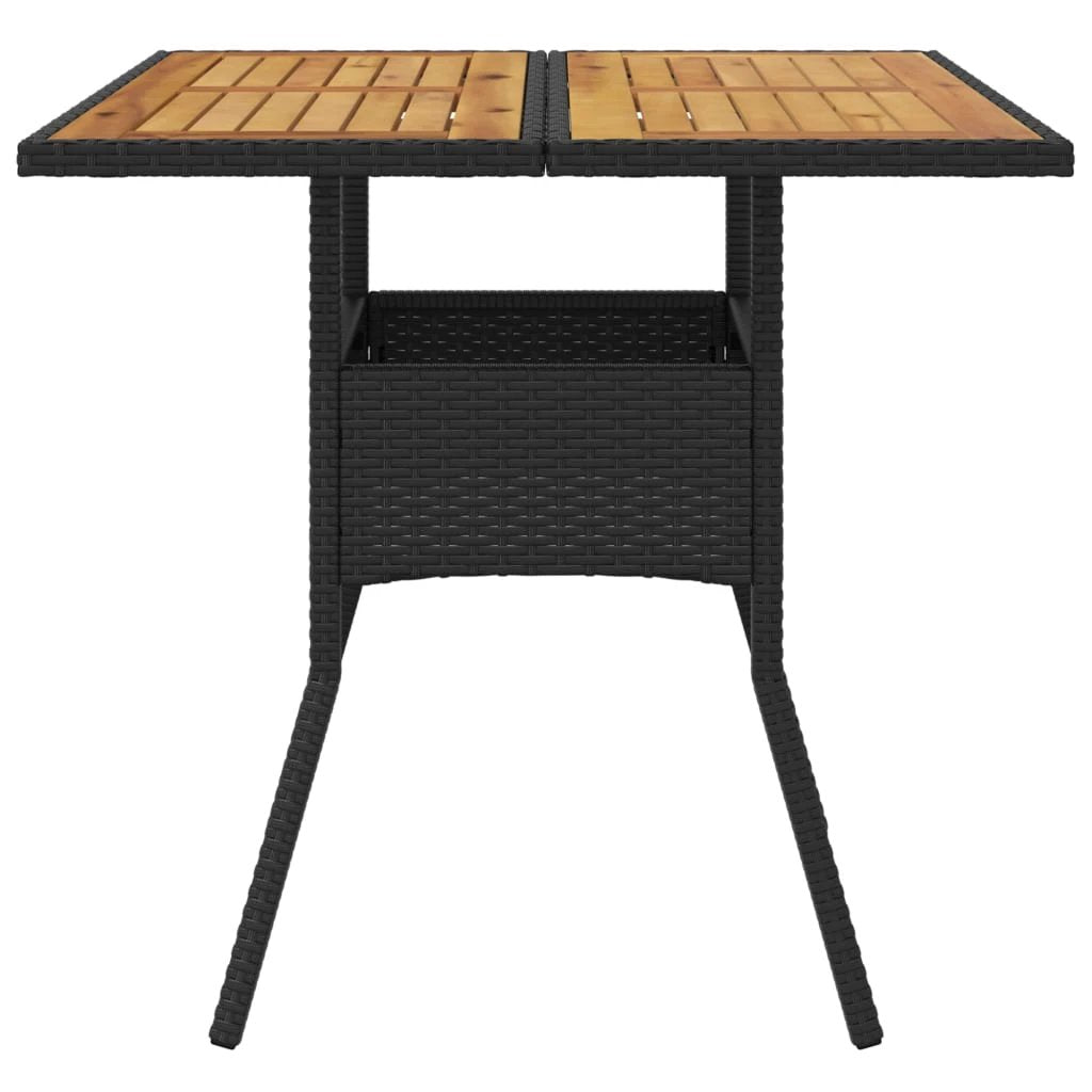 vidaXL vidaXL Garden Table with Acacia Wood Top Black 80x80x75 cm Poly Rattan - Garden Table