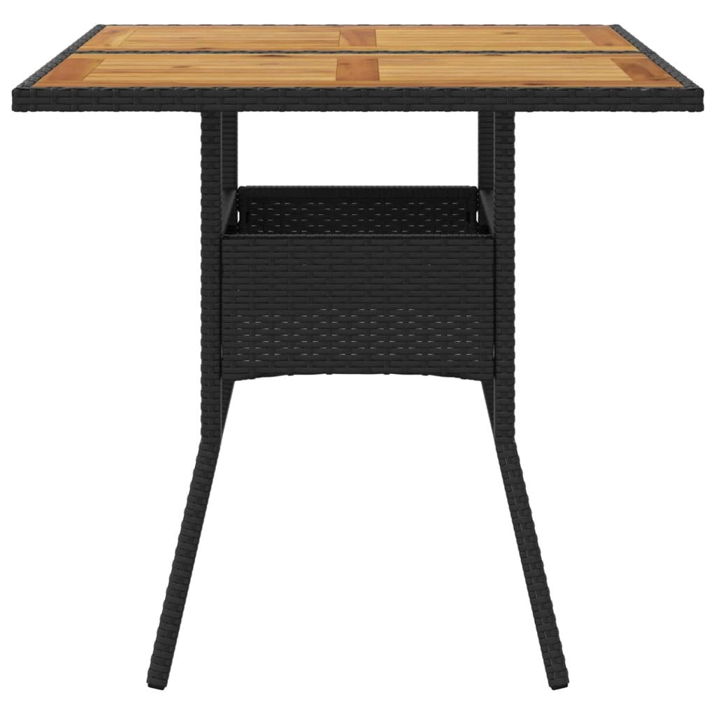 vidaXL vidaXL Garden Table with Acacia Wood Top Black 80x80x75 cm Poly Rattan - Garden Table