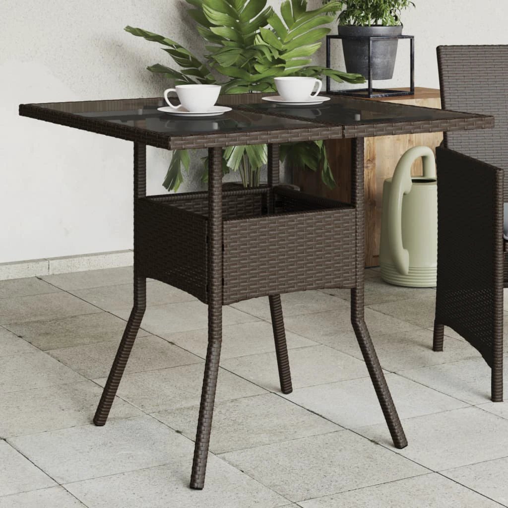 vidaXL Garden Table with Acacia Wood Top Black 80x80x75 cm Poly Rattan by vidaXL