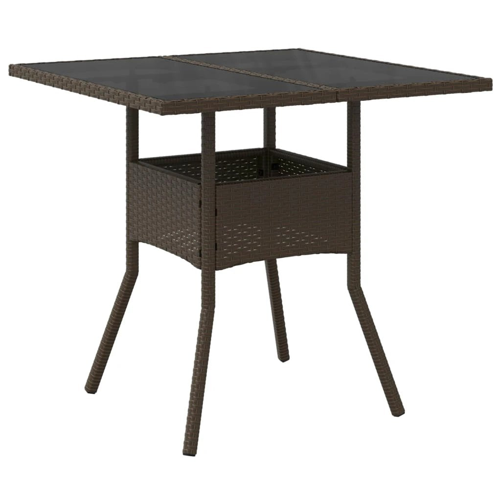 vidaXL Garden Table with Acacia Wood Top Black 80x80x75 cm Poly Rattan by vidaXL