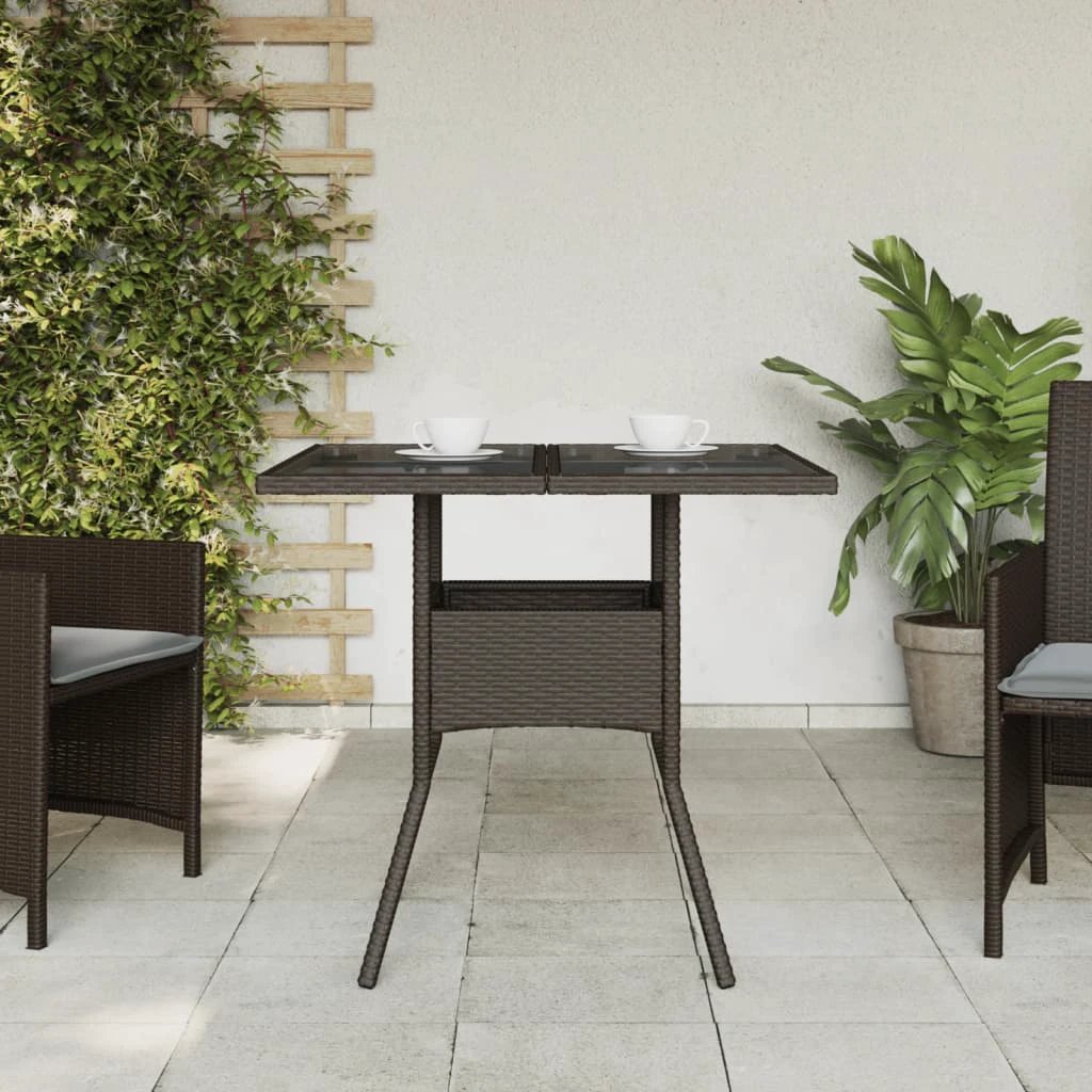 vidaXL Garden Table with Acacia Wood Top Black 80x80x75 cm Poly Rattan by vidaXL