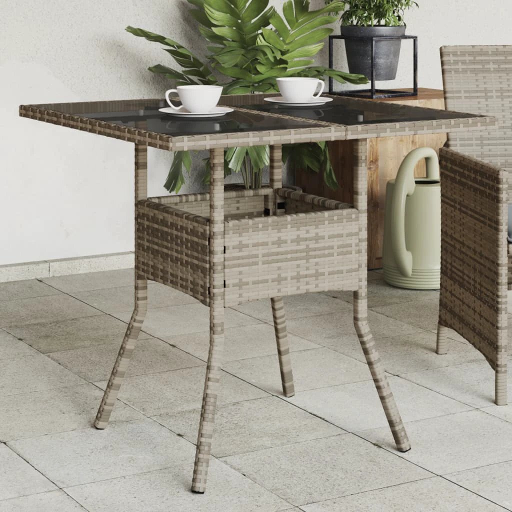 vidaXL Garden Table with Acacia Wood Top Black 80x80x75 cm Poly Rattan by vidaXL