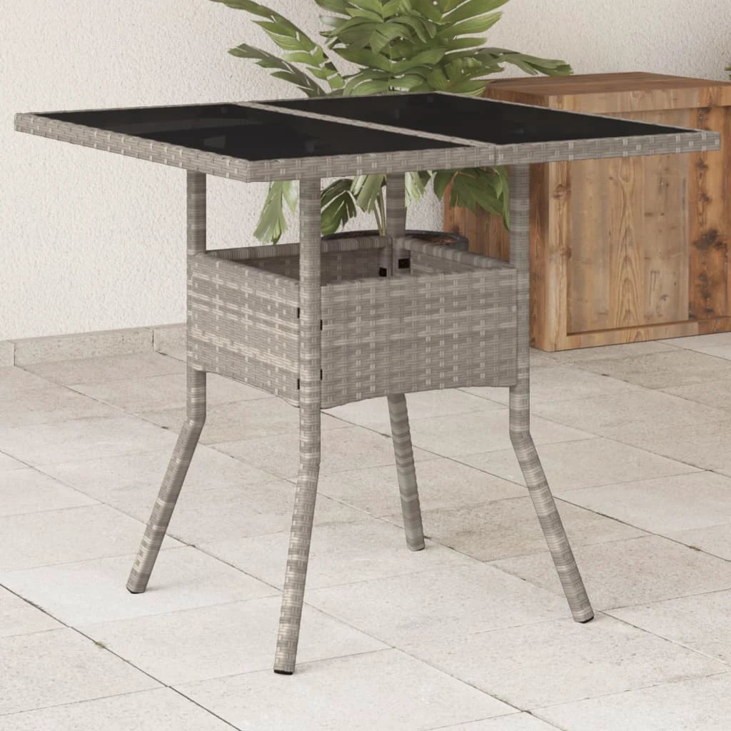 vidaXL vidaXL Garden Table with Acacia Wood Top Black 80x80x75 cm Poly Rattan - Garden Table