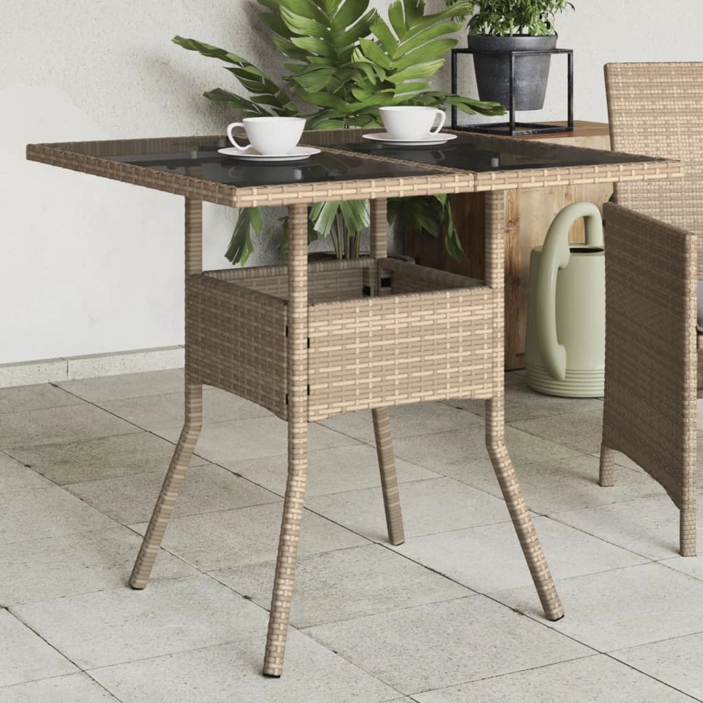 vidaXL Garden Table with Acacia Wood Top Black 80x80x75 cm Poly Rattan by vidaXL