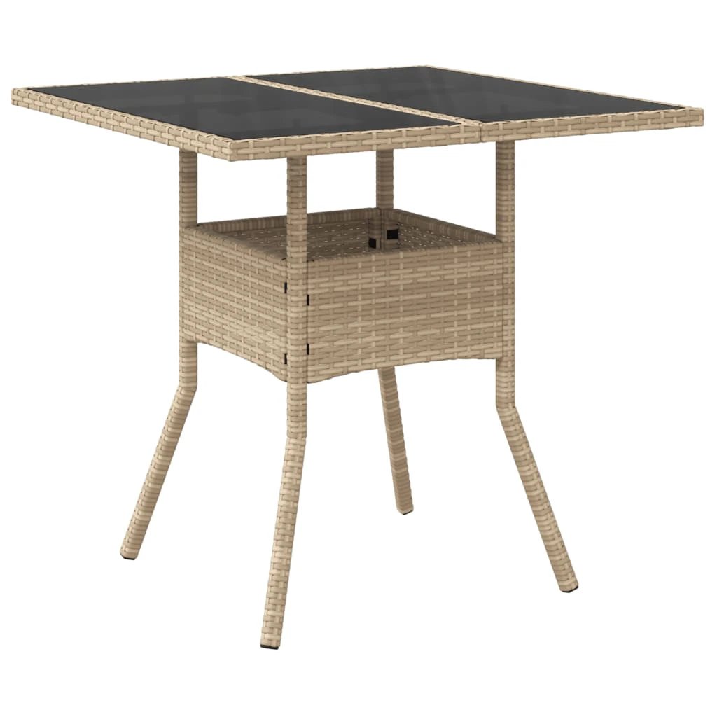 vidaXL Garden Table with Acacia Wood Top Black 80x80x75 cm Poly Rattan by vidaXL