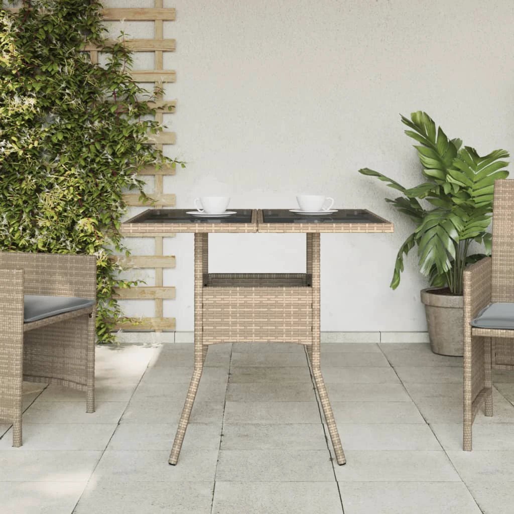 vidaXL Garden Table with Acacia Wood Top Black 80x80x75 cm Poly Rattan by vidaXL
