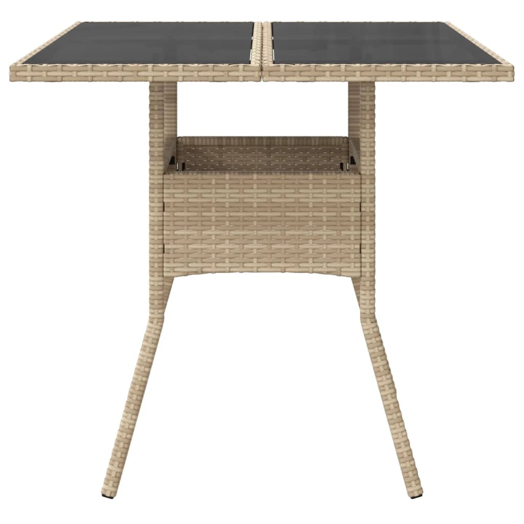 vidaXL Garden Table with Acacia Wood Top Black 80x80x75 cm Poly Rattan by vidaXL