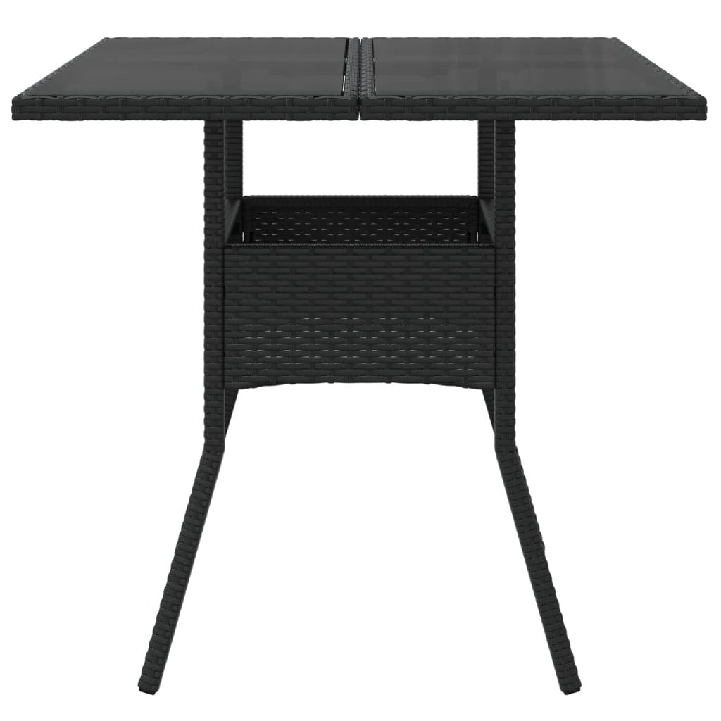 vidaXL Garden Table with Acacia Wood Top Black 80x80x75 cm Poly Rattan by vidaXL