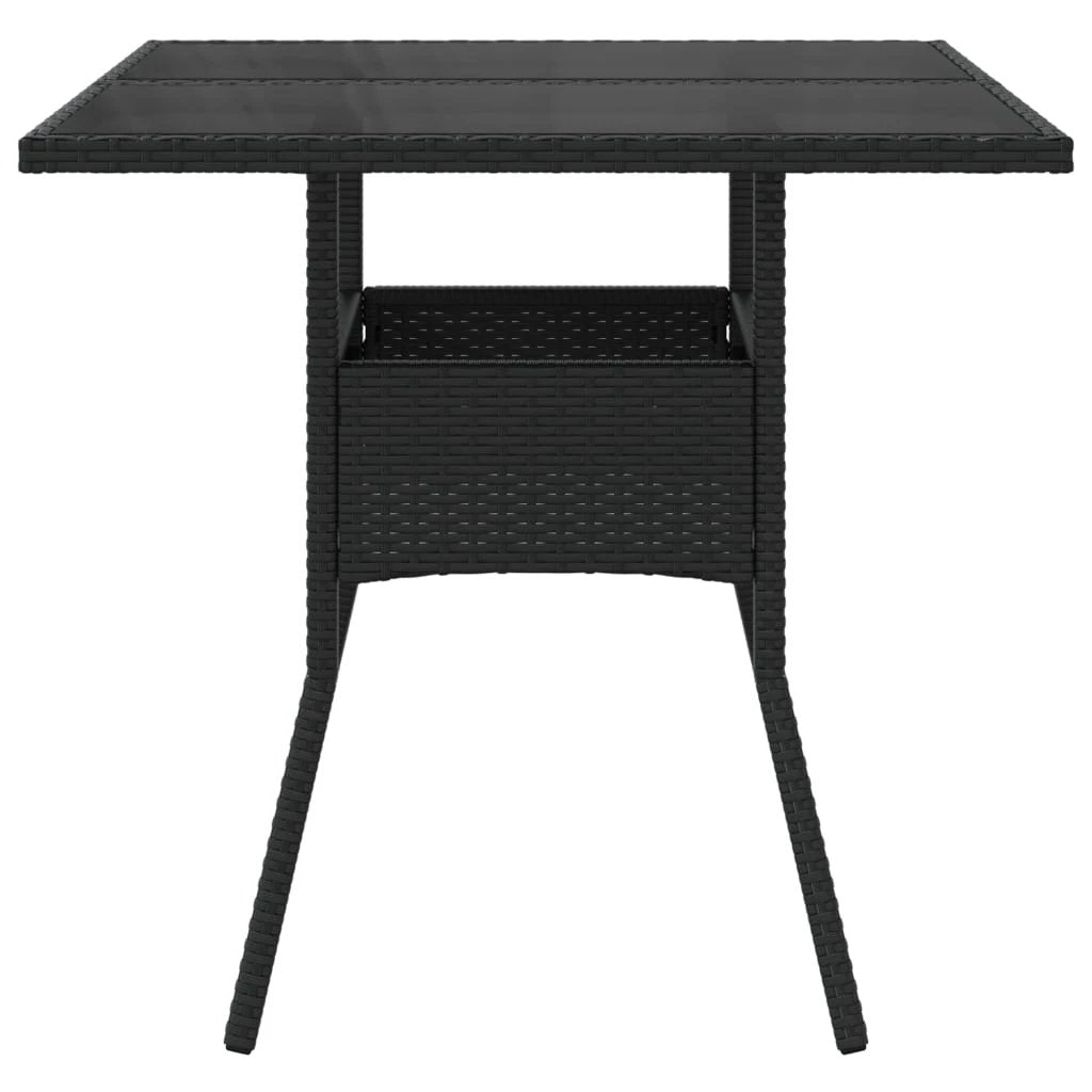 vidaXL Garden Table with Acacia Wood Top Black 80x80x75 cm Poly Rattan by vidaXL