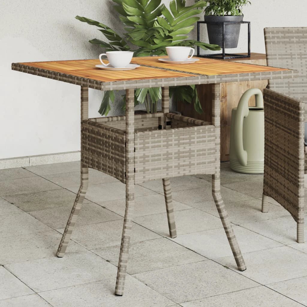 vidaXL Garden Table with Acacia Wood Top Black 80x80x75 cm Poly Rattan by vidaXL