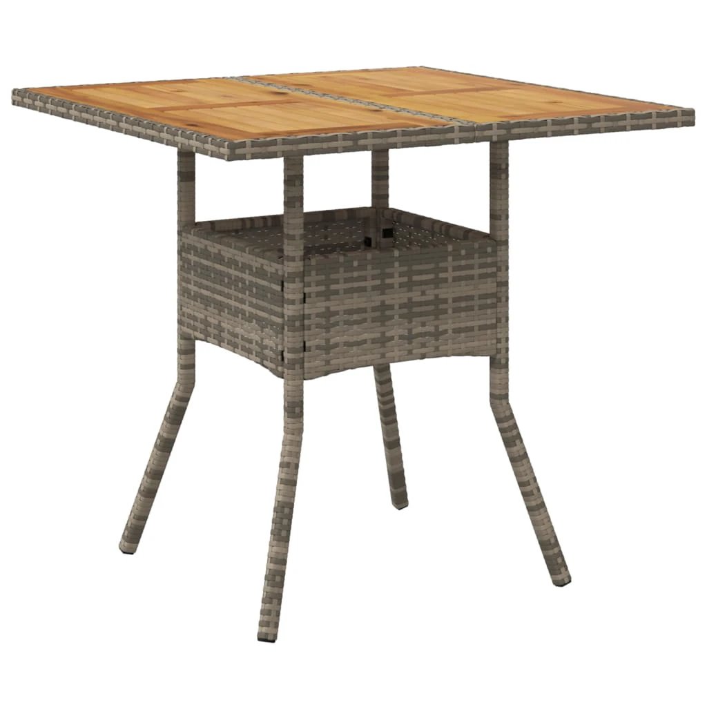 vidaXL Garden Table with Acacia Wood Top Black 80x80x75 cm Poly Rattan by vidaXL