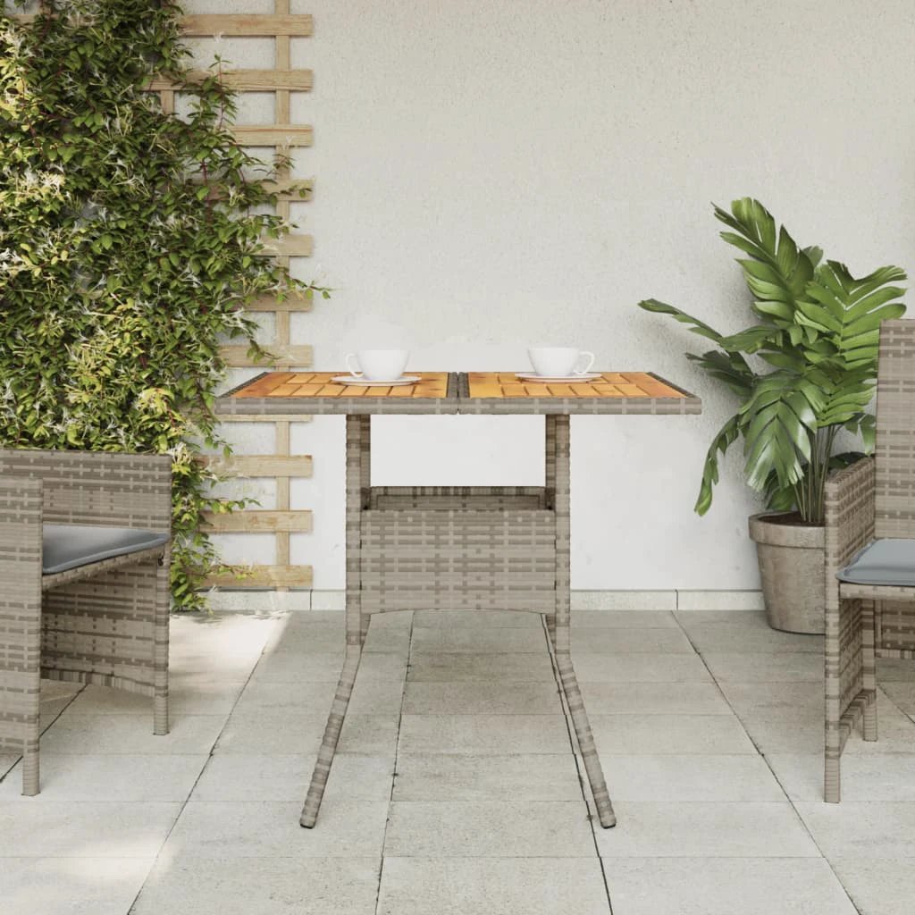 vidaXL Garden Table with Acacia Wood Top Black 80x80x75 cm Poly Rattan by vidaXL