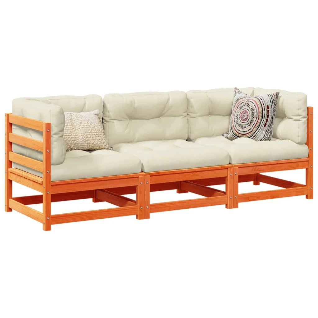 vidaXL vidaXL 3 Piece Garden Sofa Set Solid Wood Pine - Garden Sofa Sets
