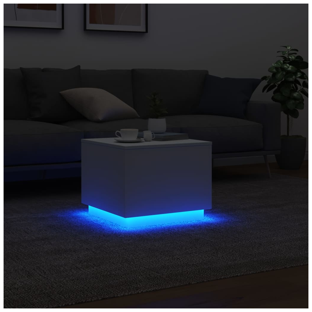 vidaXL Coffee Table 50x50x40 cm LED Lights Living Room by vidaXL