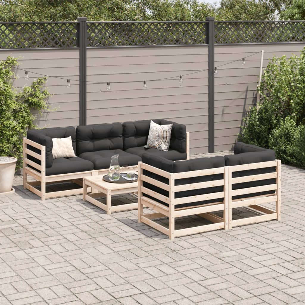 vidaXL vidaXL 6 Piece Garden Sofa Set Solid Wood Pine - Garden Sofa Sets