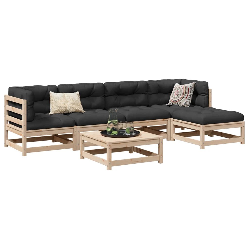 vidaXL vidaXL 6 Piece Garden Sofa Set Solid Wood Pine - Garden Sofa Sets