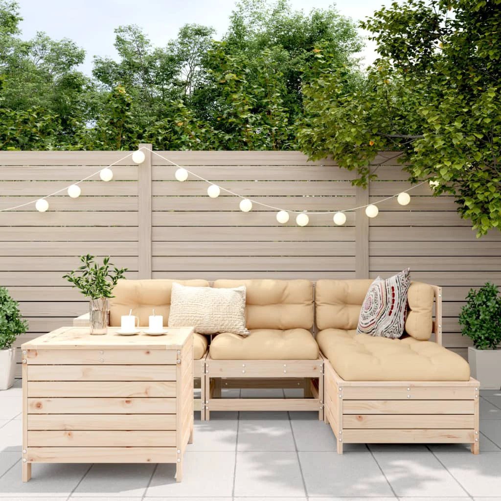 vidaXL vidaXL 5 Piece Garden Sofa Set Solid Wood Pine - Garden Sofa Sets