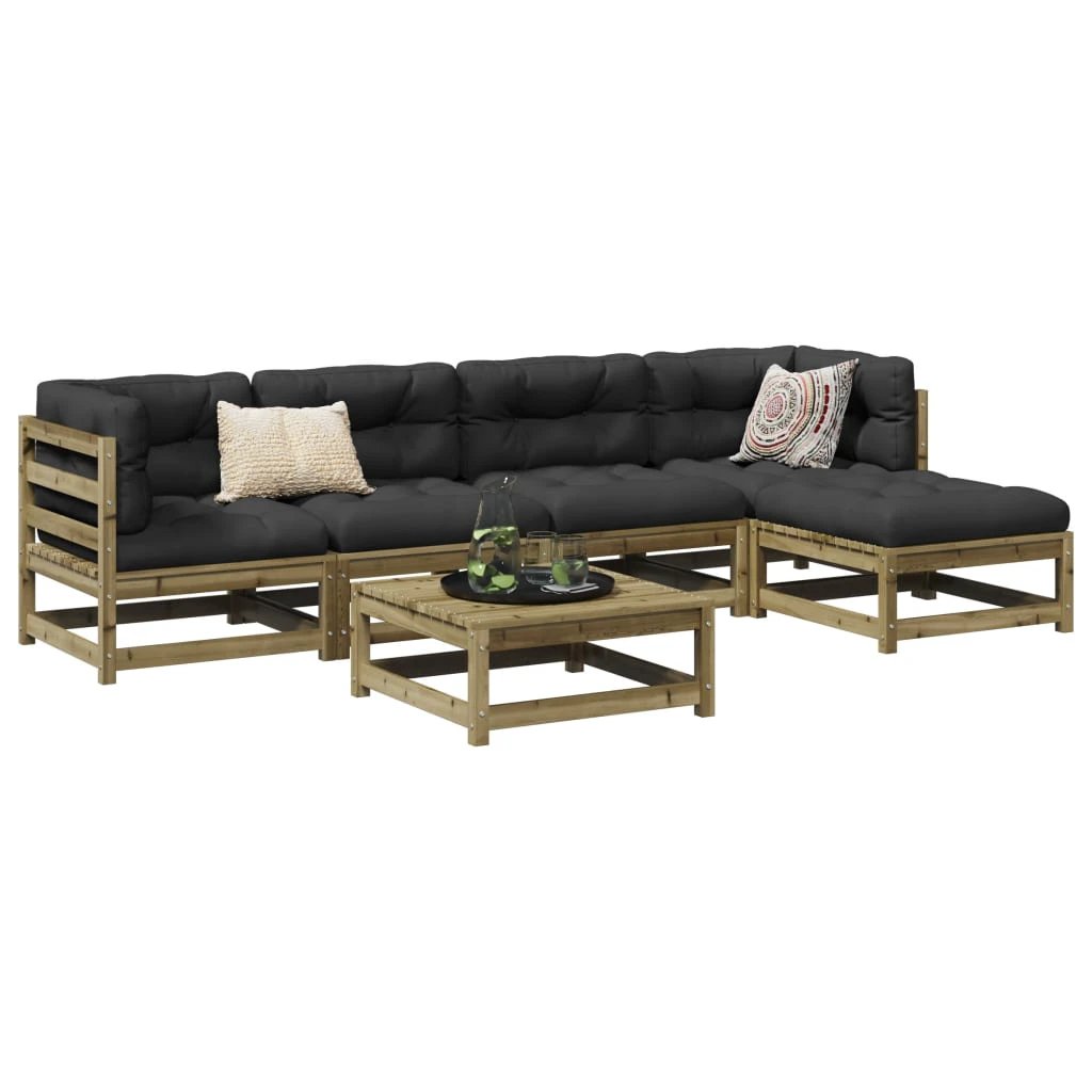 vidaXL 6 Piece Garden Sofa Set Solid Wood Pine by vidaXL