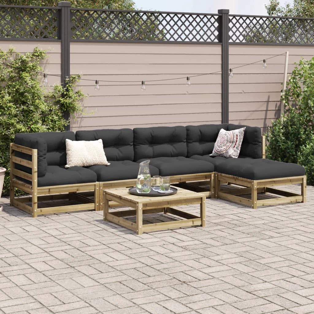 vidaXL 6 Piece Garden Sofa Set Solid Wood Pine by vidaXL