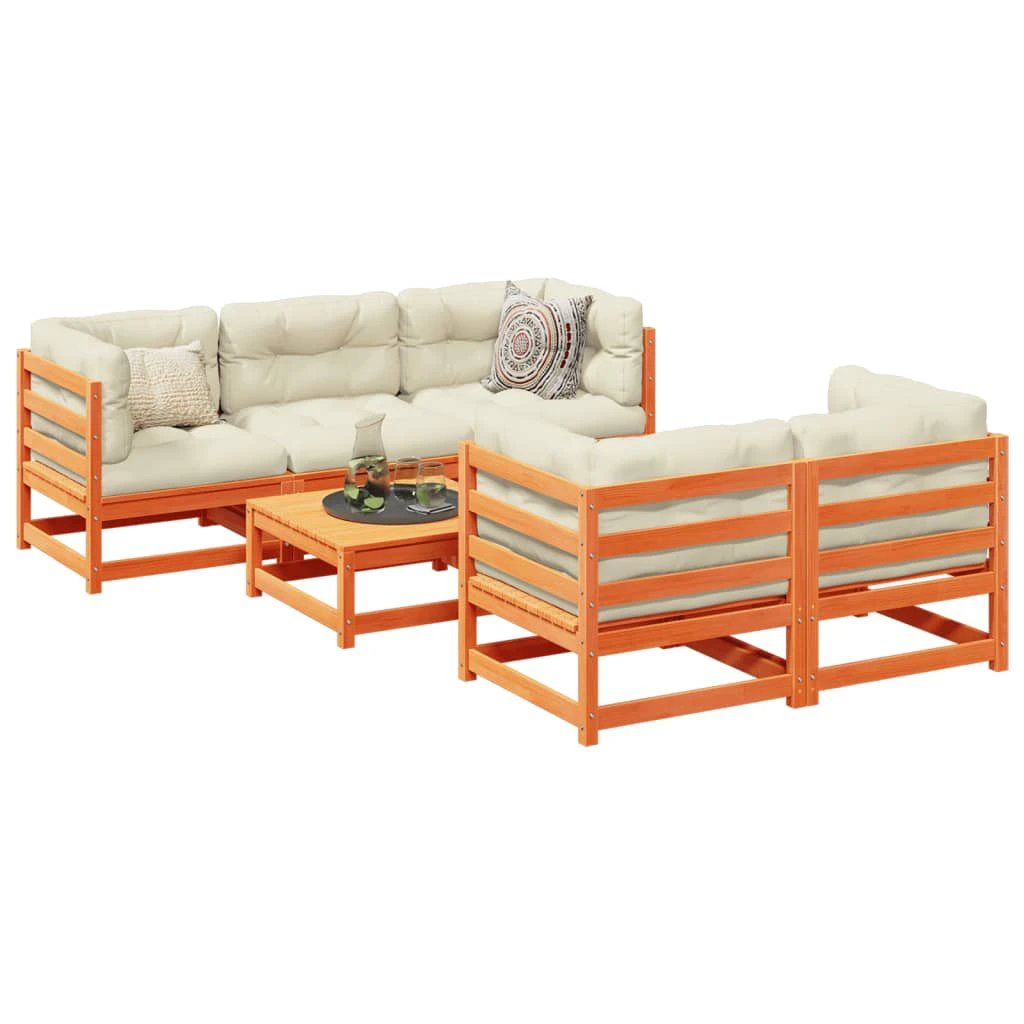 vidaXL 6 Piece Garden Sofa Set Solid Wood Pine by vidaXL