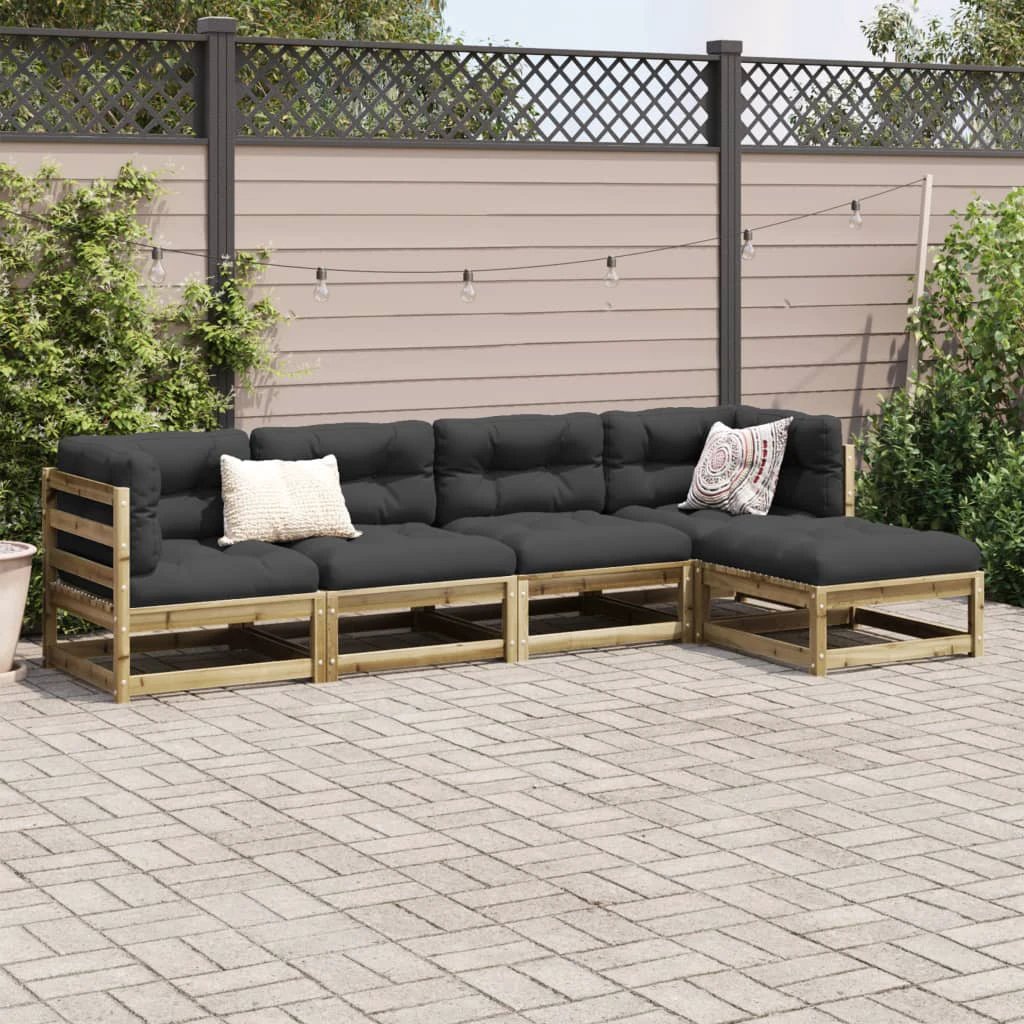 vidaXL vidaXL 5 Piece Garden Sofa Set Solid Wood Pine - Garden Sofa Sets