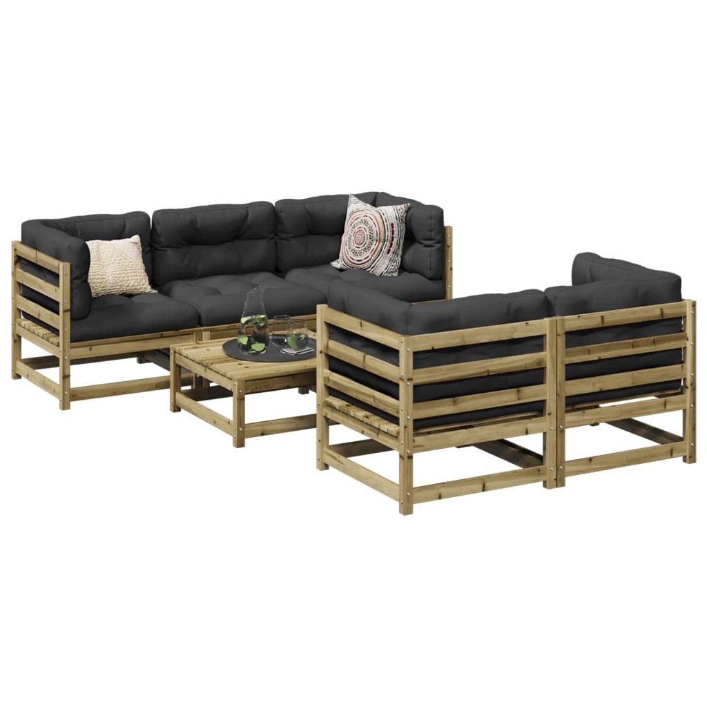 vidaXL 6 Piece Garden Sofa Set Solid Wood Pine by vidaXL