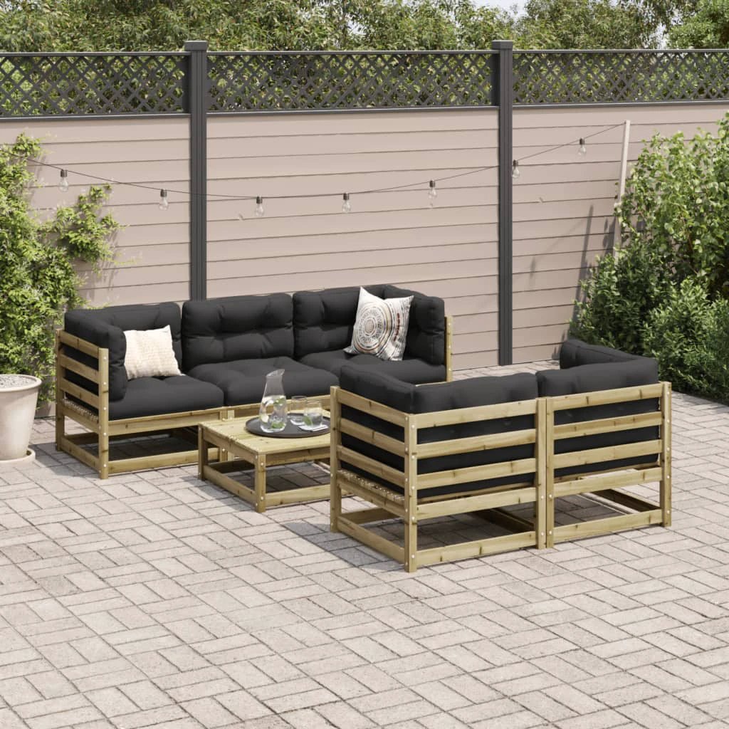 vidaXL 6 Piece Garden Sofa Set Solid Wood Pine by vidaXL