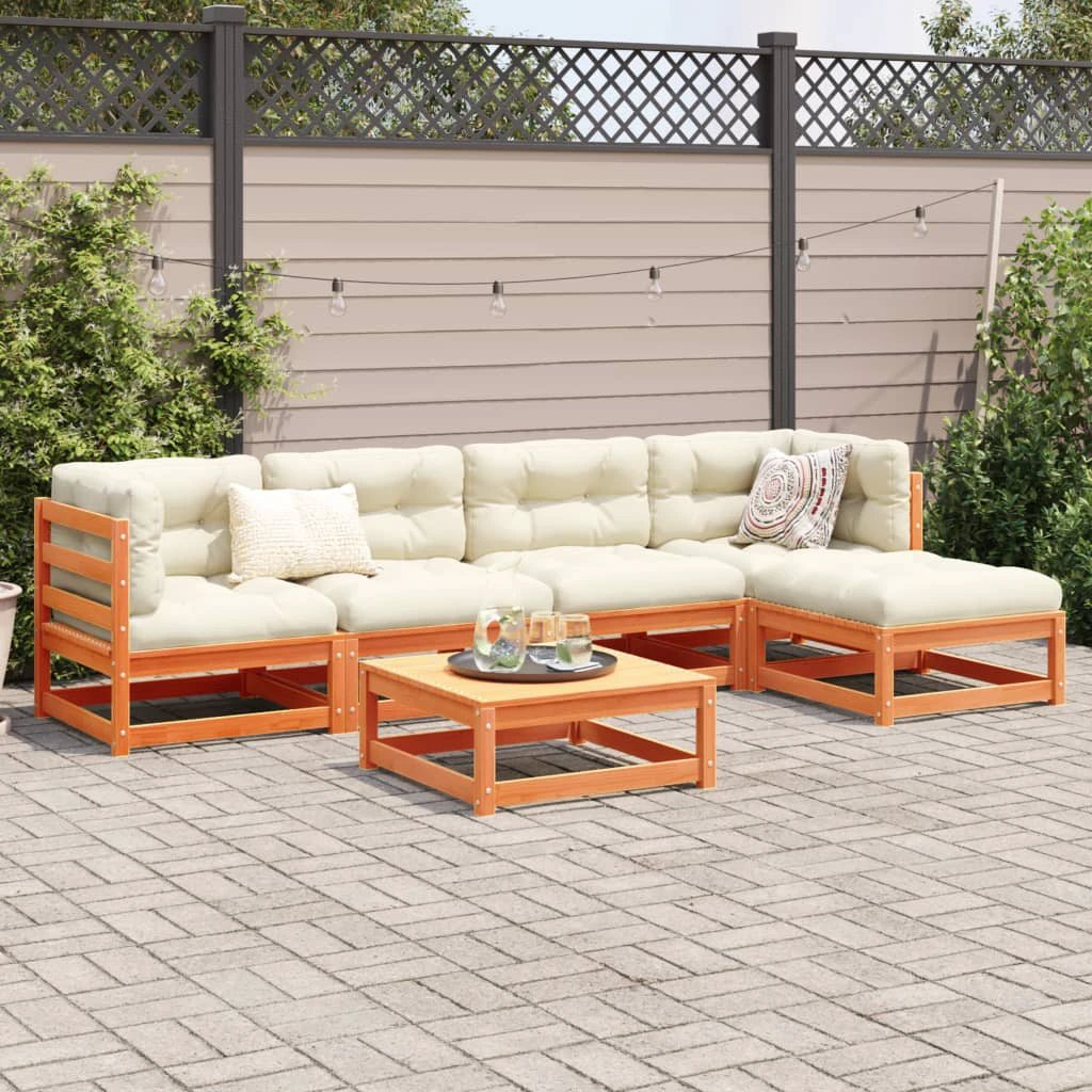 vidaXL 6 Piece Garden Sofa Set Solid Wood Pine by vidaXL