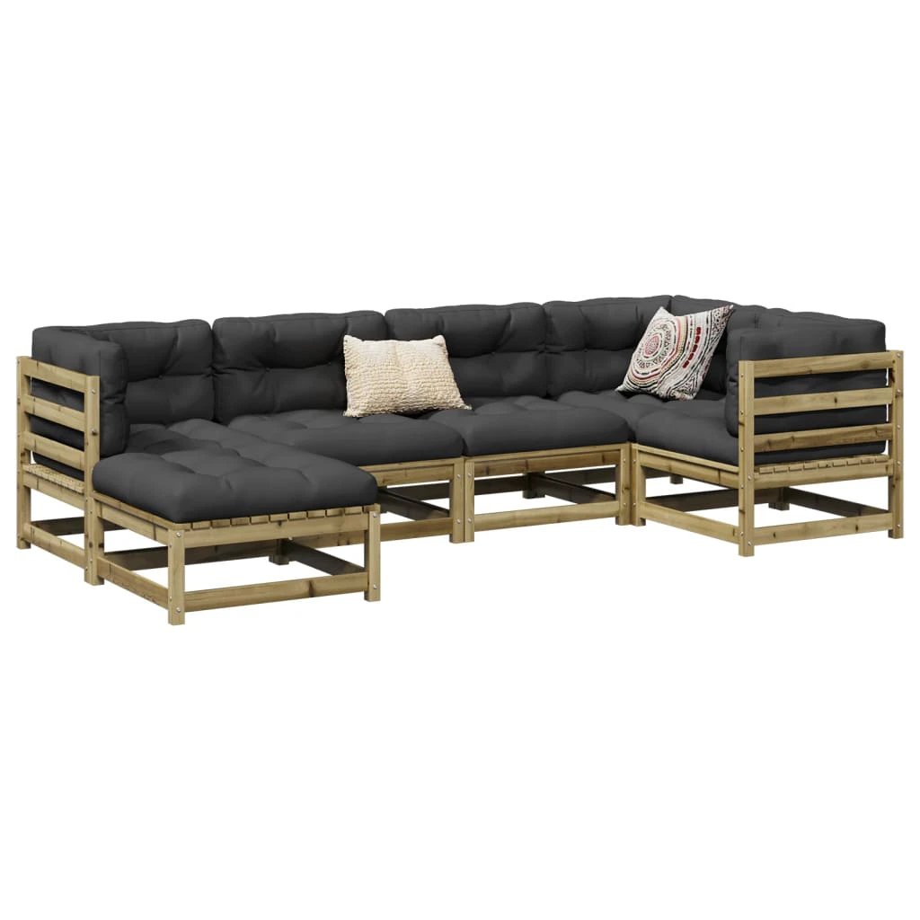 vidaXL 6 Piece Garden Sofa Set Solid Wood Pine by vidaXL