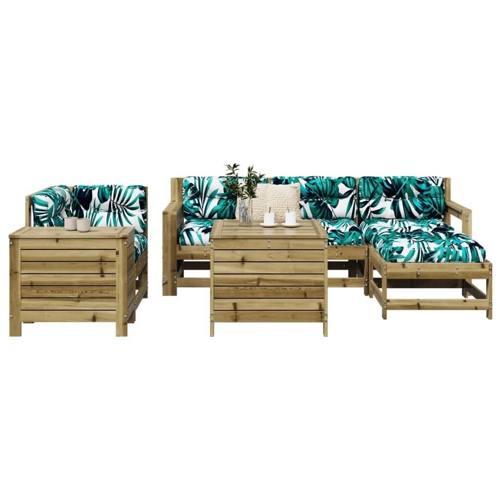 vidaXL 7 Piece Garden Sofa Set White Solid Wood Pine by vidaXL